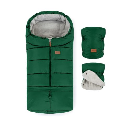 PETITE&MARS Téli szett Jibot 3in1 bundazsák + kézmelegítő kesztyű babakocsira Jasie Juicy Green
