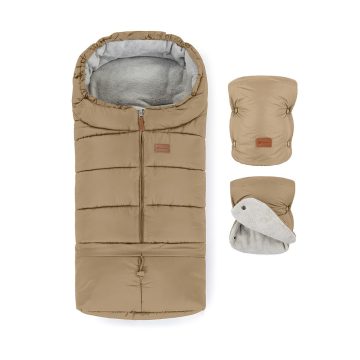   PETITE&MARS Téli szett Jibot 3in1 bundazsák + kézmelegítő kesztyű babakocsira Jasie Sweet Toffee