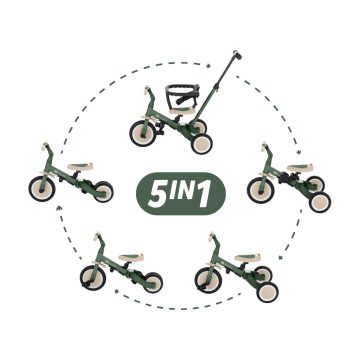 PETITE&MARS Multifunkciós tricikli 5in1 Turbo Misty Green