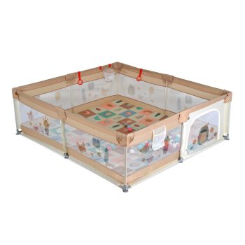   Moni GAMEZONE összecsukható járóka szőnyeggel, labdával,180x200 - bézs
