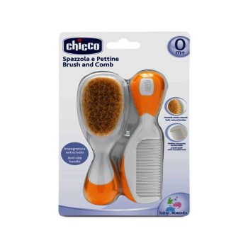Chicco BabyMoments fésű és kefe természetes sörtékkel - kék