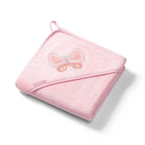 BabyOno fürdőlepedő kapucnis bambusz 100x100cm rózsaszín lepke