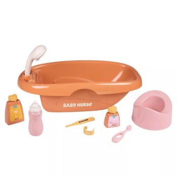   Smoby Baby Nurse Játékbaba fürdető szett, 8 részes - narancs