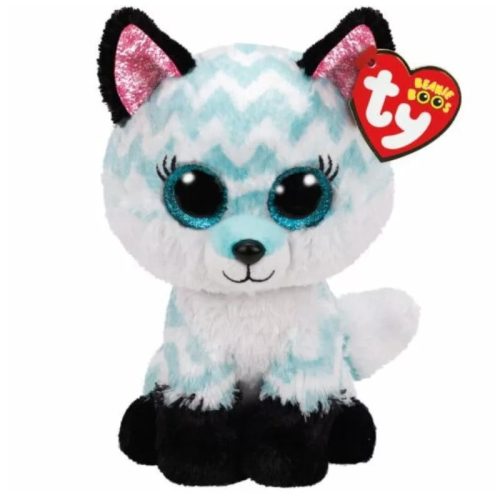 TY BOOS plüssfigura ATLAS - fehér,türkíz róka- 15cm