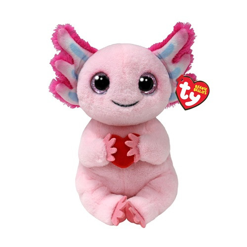 Ty Beanie Bellies plüss figura LOCKY, 15 cm - axolotl szívvel
