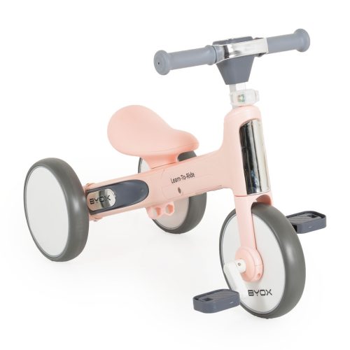 BYOX LEARN-to-Ride mini futóbicikli, 3 kerekű, összecsukható - rózsaszín