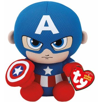 TY BEANIE BABIES MARVEL AMERIKA KAPITÁNY PLÜSS, 15 CM