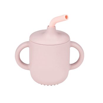 Nattou itatópohár szívószálas szilikon pink