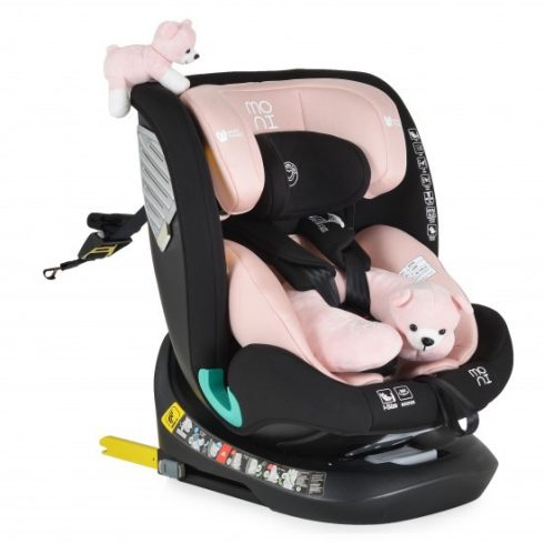 MONI SERENGETI I-SIZE 40-150СМ, 360° ISOFIX,NYAKPÁRNA, JÁTÉKKAL - PINK