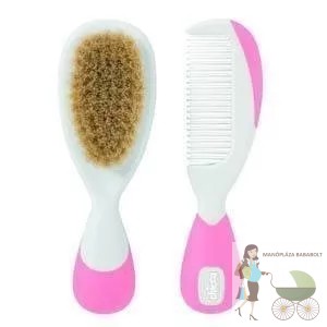 Chicco BabyMoments fésű és kefe természetes sörtékkel - rózsaszín