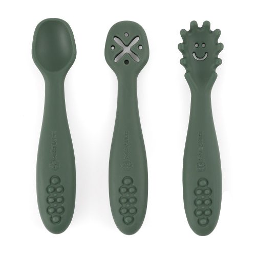 PETITE&MARS Szilikon gyakorló kanál szett 3 db Take&Match Misty Green 6m+