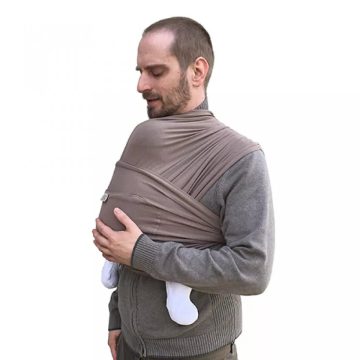   Nandu ÖKO Zsebes Rugalmas hordozókendő - Nude szín szürke zsebbel