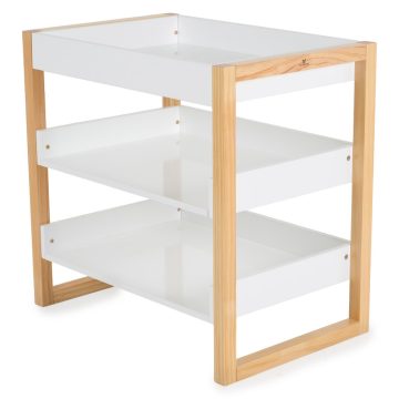 TIMBER fa pelenkázó asztal Fehér/Natur