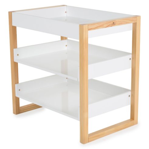 TIMBER fa pelenkázó asztal Fehér/Natur