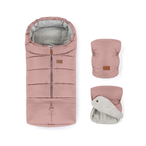 PETITE&MARS Téli szett Jibot 3in1 bundazsák + kézmelegítő kesztyű babakocsira Jasie Dusty Pink