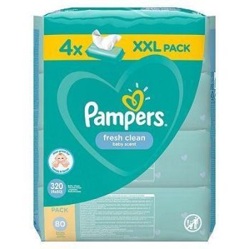 Pampers törlőkendő Fresh clean 4*80 lapos