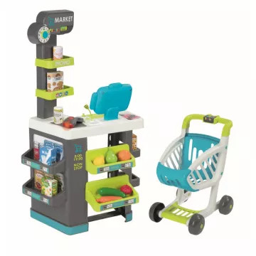 Smoby: Modern szupermarket pénztárgéppel és bevásárlókocsival - 34 részes