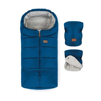   PETITE&MARS Téli szett Jibot 3in1 bundazsák + kézmelegítő kesztyű babakocsira Ocean Blue
