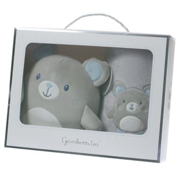   Gamberritos takaró wellsoft 80x110cm plüss játékkal szürke/kék maci