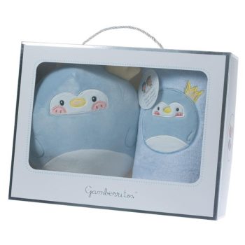   Gamberritos takaró wellsoft 80x110cm plüss játékkal kék pingvin 