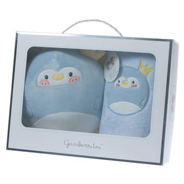   Gamberritos takaró wellsoft 80x110cm plüss játékkal kék pingvin 