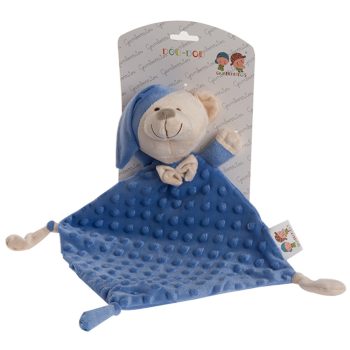 Gamberritos szundikendő - plüss buborékos anyagú hálósapkás maci indigo kék