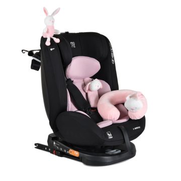   Moni i-MAXX autósülés, I-SIZE 40-150СМ, 360° ISOFIX,NYAKPÁRNA, JÁTÉKKAL - PINK