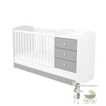 3 fiókos Kombinált gyermekágy Erik- Ezüst-fehér