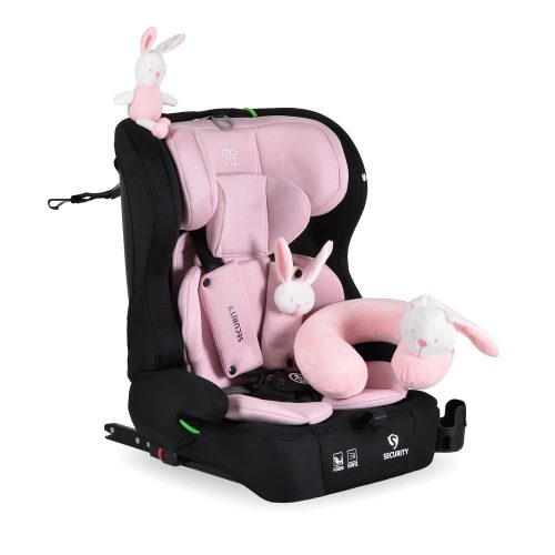 Moni SECURITY autósülés 76-150cm, ajándék plüss+nyakpárna - PINK