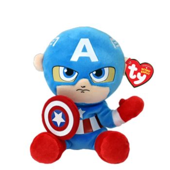 TY BEANIE BABIES SOFT MARVEL AMERIKA KAPITÁNY PLÜSS, 15 CM