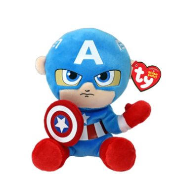 TY BEANIE BABIES SOFT MARVEL AMERIKA KAPITÁNY PLÜSS, 15 CM