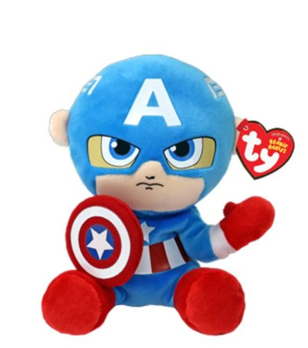TY BEANIE BABIES SOFT MARVEL AMERIKA KAPITÁNY PLÜSS, 15 CM