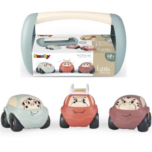 Smoby Little Vroom Planet 3 db-os műanyag kisautó szállítódobozzal