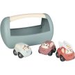 Smoby Little Vroom Planet 3 db-os műanyag kisautó szállítódobozzal