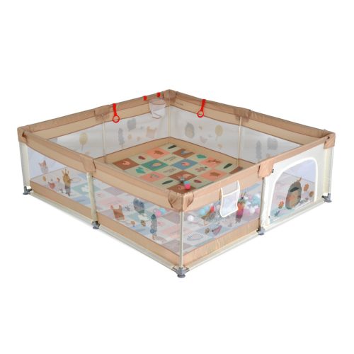 Moni GAMEZONE összecsukható járóka szőnyeggel, labdával,150x200 - bézs