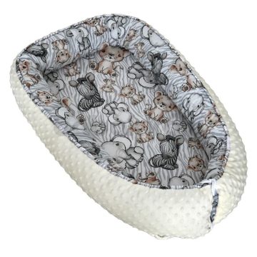 Minky babafészek - Szürke szafari állatos