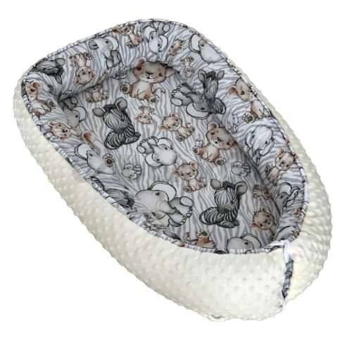 Minky babafészek - Szürke szafari állatos