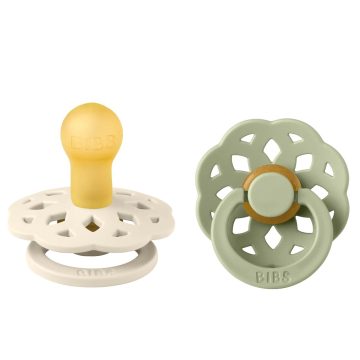   BIBS játszócumi – Boheme natúr kaucsuk 0-6 hó krémfehér és zsálya 2 db