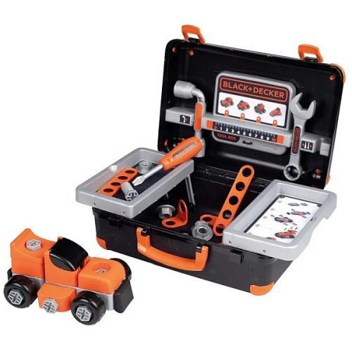 Smoby Black and Decker játék szerszámos láda autóval