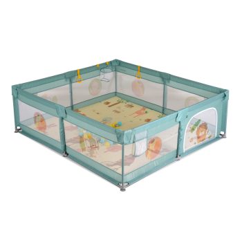   Moni GAMEZONE összecsukható járóka szőnyeggel, labdával,150x200 - menta