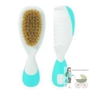 Chicco BabyMoments fésű és kefe természetes sörtékkel - kék